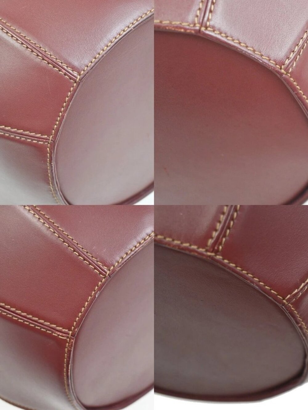 CARTIER Logo Tulip Bucket Drawstring Shoulder Bag Leather Red GHW Spain 35ZA374 - Picture 7 of 13